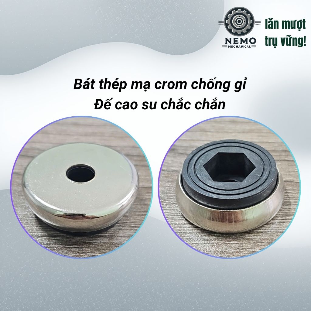 Chân Tăng Chỉnh Bát Thép Mạ Crom – Thẩm Mỹ Cao, Chống Rỉ Sét & Cân Bằng Thiết Bị (M8, M10, M12)